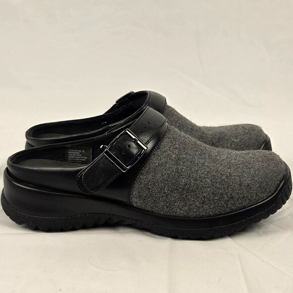 Drew Savannah 17100 Women’s Slip-On Clog – Gray Wool & Black Faux Leather - Picture 1 of 9